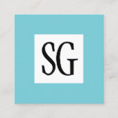 Square Panel - Initialen - Robin Egg Blue Vierkante Visitekaartje (Voorkant)