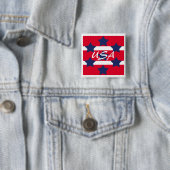 Square Patriotic Pin Vierkante Button 5,1 Cm (In situ)