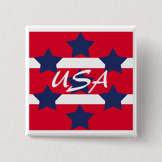 Square Patriotic Pin Vierkante Button 5,1 Cm (Voorkant)