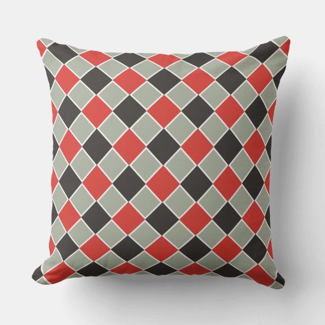 SQUARE Patroon - zwart rood wit + uw achtergrond Buitenkussen (Voorkant)