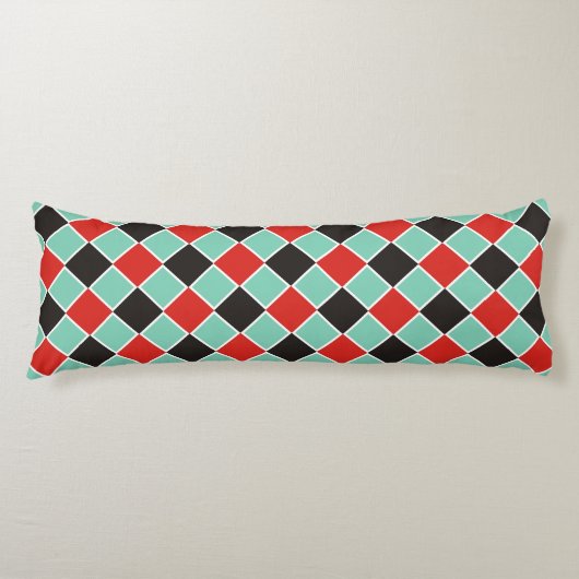 SQUARE Patroon - zwart rood wit + uw achtergrond Lichaamskussen (Voorkant)