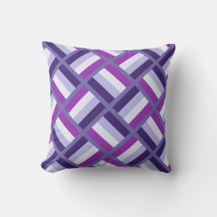 Square Pattern - Blue Paars White Kussen