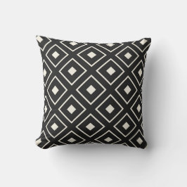 Square Pattern Pillow in Black Kussen