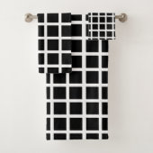 Square Pattern Trendy Black White Bad Handdoek (Insitu)