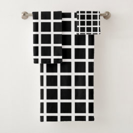 Square Pattern Trendy Black White Bad Handdoek