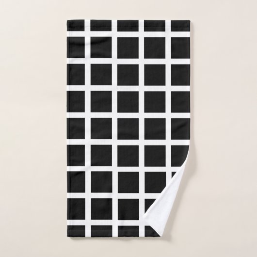 Square Pattern Trendy Black White Bad Handdoek (Handdoek)