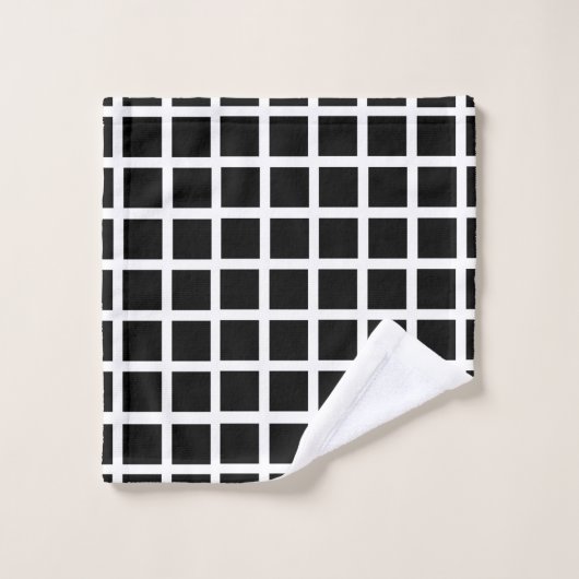 Square Pattern Trendy Black White Bad Handdoek (Wasdoekje)