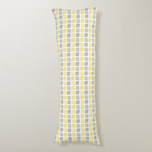 Square Pattern Yellow & Grey Body Pillow Lichaamskussen (Voorkant Verticaal)
