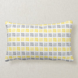 Square Pattern Yellow & Grey Lumbar Pillow Kussen