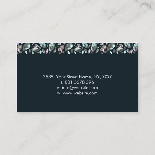 Square Pearl Tree of life Art - Abalone Leaves Visitekaartje (Achterkant)