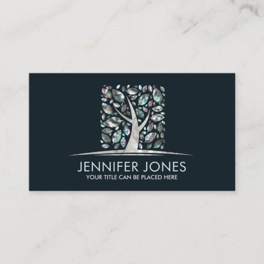 Square Pearl Tree of life Art - Abalone Leaves Visitekaartje (Voorkant)