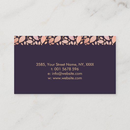 Square Pearl Tree of life Art - Charoite bladeren Visitekaartje (Achterkant)