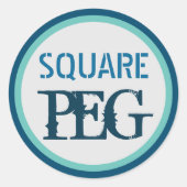 Square Peg Ronde Sticker (Voorkant)