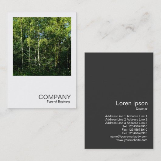 Square Photo 0168 - Silver Birch Trees Visitekaartje (Voorkant / Achterkant)