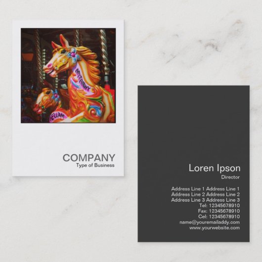 Square Photo 0441 - Merry-go-Round Horses Visitekaartje (Voorkant / Achterkant)