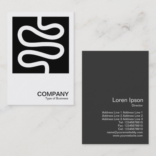 Square Photo 0600 - Curvy Line - White on Black Visitekaartje (Voorkant / Achterkant)