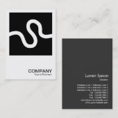 Square Photo 0606 - Curvy Line - White on Black Visitekaartje (Voorkant / Achterkant)