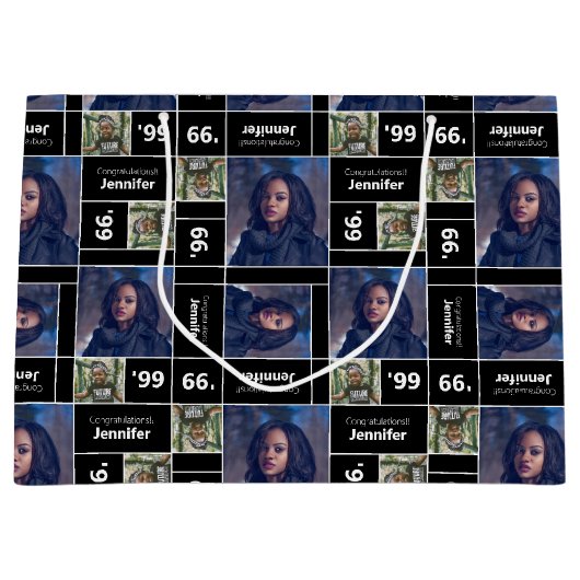 Square Photo Afstuderen Class Year Black Groot Cadeauzakje (Voorkant)