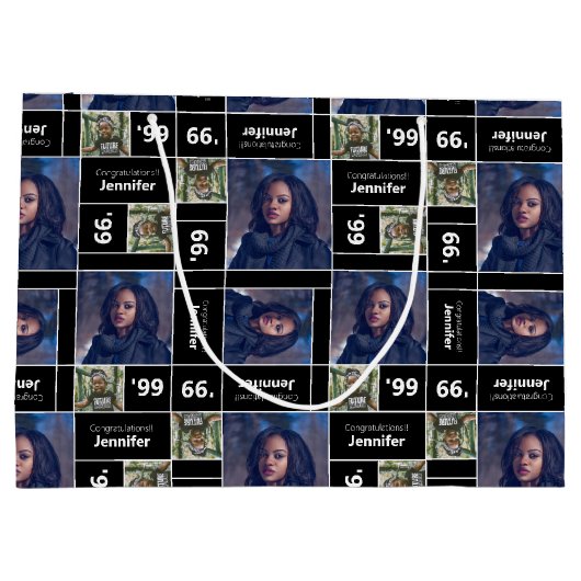 Square Photo Afstuderen Class Year Black Groot Cadeauzakje (Achterkant)