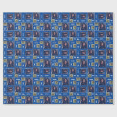 Square Photo Afstuderen Class Year Blue Cadeaupapier (Vlak)