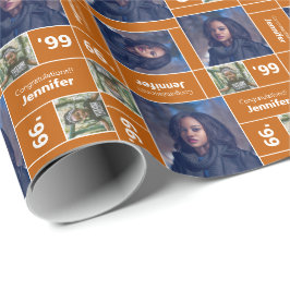 Square Photo Afstuderen Class Year Burnt Oranje Cadeaupapier