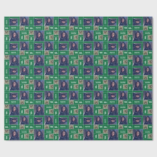 Square Photo Afstuderen Class Year Green Cadeaupapier (Vlak)