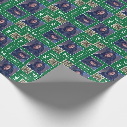 Square Photo Afstuderen Class Year Green Cadeaupapier (Hoek)