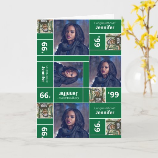 Square Photo Afstuderen Class Year Green Kaart (Gele Bloem)