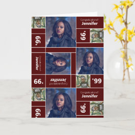 Square Photo Afstuderen Class Year Maroon Card Kaart