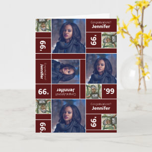 Square Photo Afstuderen Class Year Maroon Card Kaart