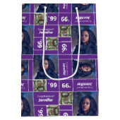 Square Photo Afstuderen Class Year Paars Medium Cadeauzakje (Achterkant)