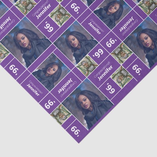 Square Photo Afstuderen Class Year Paars Tissuepapier (Detail)