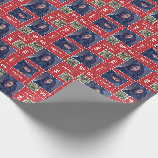 Square Photo Afstuderen Class Year Red Cadeaupapier (Hoek)