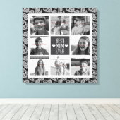 Square Photo Collage, Black&White Paisley 8 foto's Canvas Afdruk (Insitu (Houten vloer))