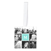 Square Photo Collage Blauwgroen Monogramed Custom Decoratie (Voorkant)