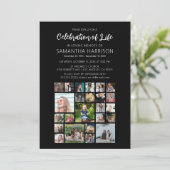 Square Photo Collage Funeral Celebration of Life Kaart (Staand voorkant)