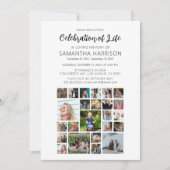 Square Photo Collage Funeral Celebration of Life Kaart (Voorkant)