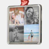 Square Photo Collage Kerstmis Metalen Ornament (Links)