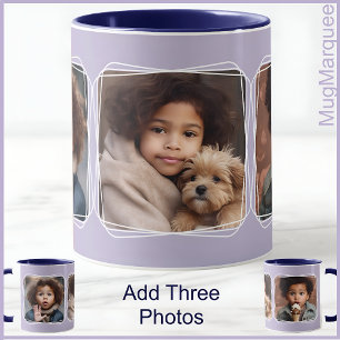Square Photo Collage Modern Lila C123 Moeder Mok