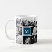 Square Photo Collage Navy Monogrammed Custom Koffiemok (Links)