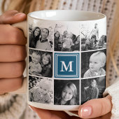 Square Photo Collage Navy Monogrammed Custom Koffiemok