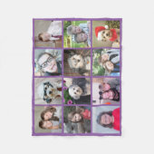 Square Photo Collage - tot 12 foto's Paars Fleece Deken (Voorkant)
