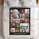 Square Photo Collage - tot 14 foto's zwart Fleece Deken