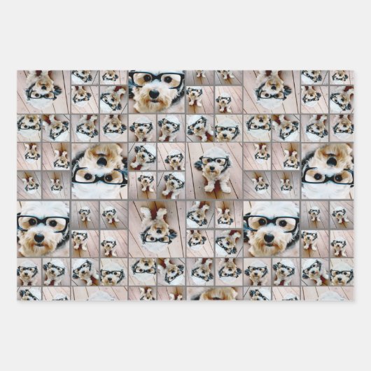 Square Photo Collage - tot 14 foto's zwart Inpakpapier Vel (Voorkant 3)