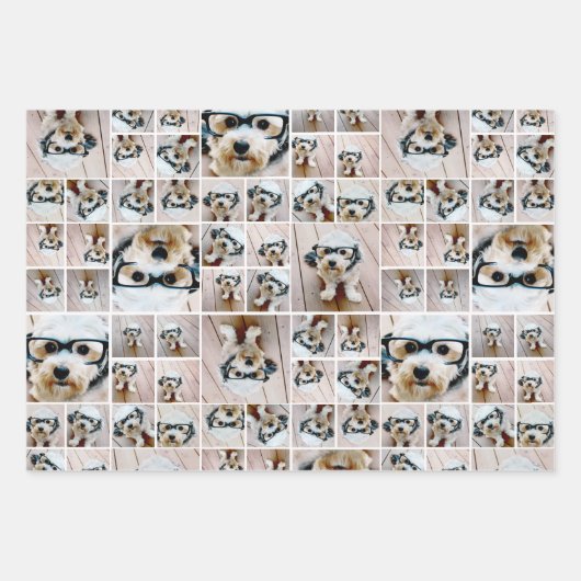 Square Photo Collage - tot 14 foto's zwart Inpakpapier Vel (Voorkant 2)