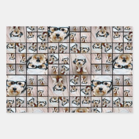 Square Photo Collage - tot 14 foto's zwart Inpakpapier Vel (Voorkant)