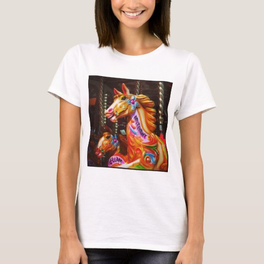 Square Photo - Merry-go-round Horses 02 T-shirt (Voorkant)