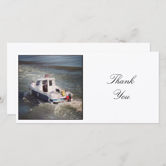 Square Photo - Motor Boat Bedankkaart (Voorkant / Achterkant)