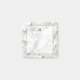 Square Photo Stone Marble Gold Border Post-it® Notes