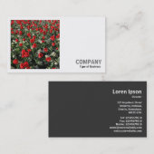 Square Photo (v2) - Red Tulips and Primroses Visitekaartje (Voorkant / Achterkant)